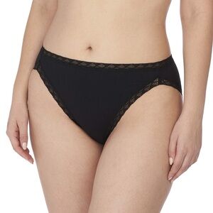 Natori Bliss French Cut Panty Women's US Size XXL Black Lace Trim Pima Cotton